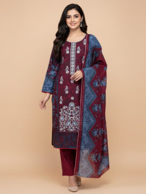 Dark Maroon pakistani wholesale dhanak suits USA Dark Maroon pakistani wholesale dhanak suits USA