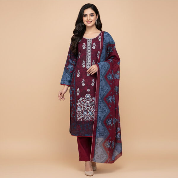 Dark Maroon pakistani wholesale dhanak suits USA Dark Maroon pakistani wholesale dhanak suits USA