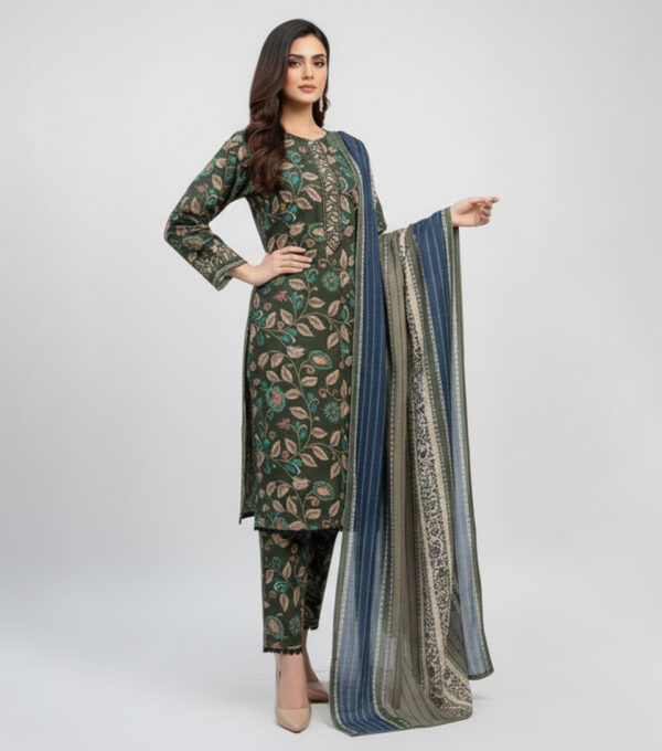 Dark green wholesale pakistani khaddar suit usa Dark Green Wholesale Pakistani Khaddar Suit USA