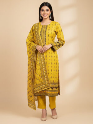 Light Mustard Wholesale Pakistani Lawn Salwar Kameez USA
