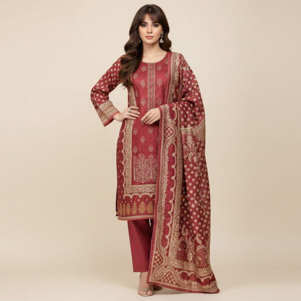Light maroon Wholesale Linen Pakistani Suit USA Light maroon Wholesale Linen Pakistani Suit USA
