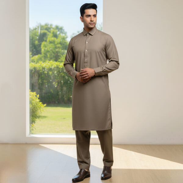 Mens Brownish Grey Wholesale Pakistani Shalwar Kameez USA