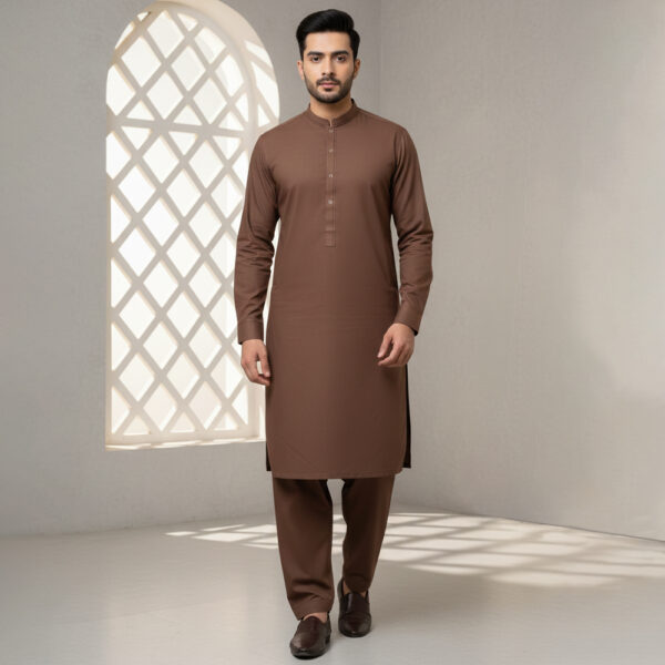 Mens Pastel Brown Wholesale Pakistani Shalwar Kameez USA