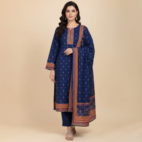 Navy Blue Wholesale Pakistani Lawn Salwar Kameez USA Navy Blue Wholesale Pakistani Lawn Salwar Kameez USA