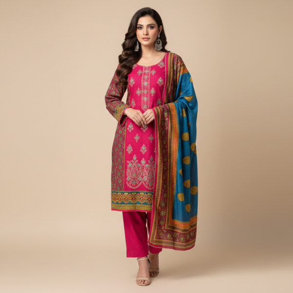 Pinkish Red Wholesale Linen Pakistani Suit USA Pinkish Red Wholesale Linen Pakistani Suit USA