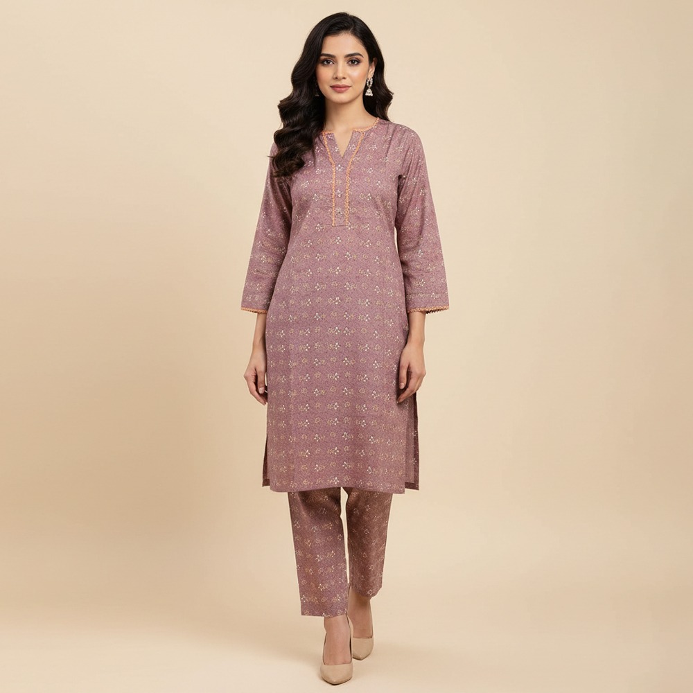 cotton pakistani dress for women Light Mauve Poly Cotton Wholesale Pakistani Dress USA