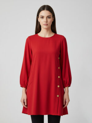 Vibrant Red women's wholesale tunic top with side pocket Vibrant Red women's wholesale tunic top with side pocket