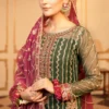 Olive Green Wholesale Pakistani Party Wear (2) Olive Green Wholesale Pakistani Party Wear
