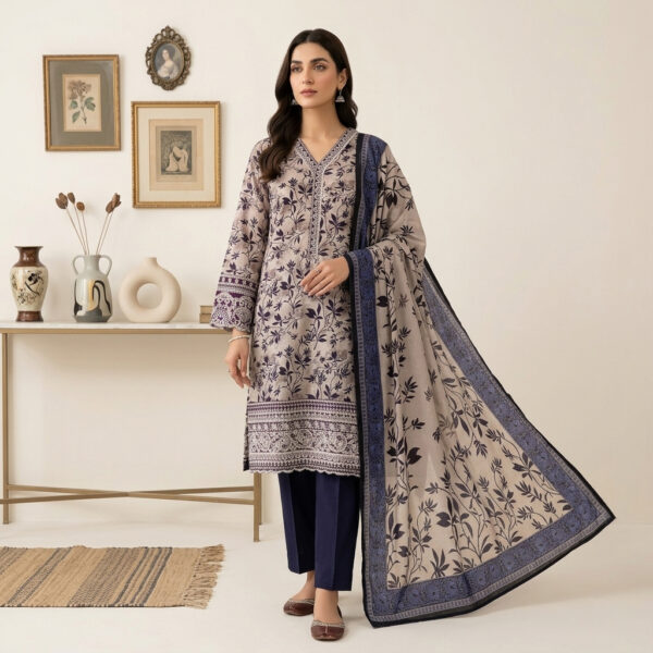 Classic Embroidered Taupe 3 Piece Lawn Suits Wholesale in USA Classic Embroidered Taupe 3 Piece Lawn Suits Wholesale in USA