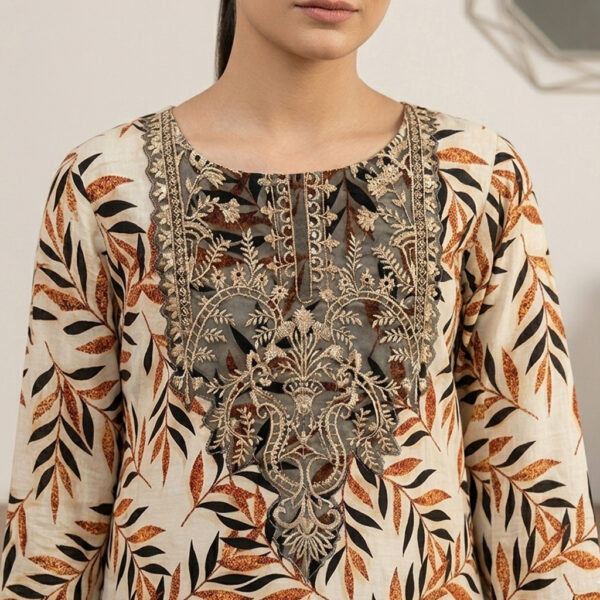 Elegant Cream 3pc Stitched Wholesale Lawn Suits in USA (2) Elegant Cream 3pc Stitched Wholesale Lawn Suits in USA