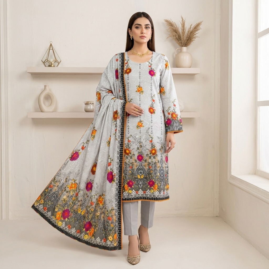 Elegant Icy Grey lawn suits supplier for usa