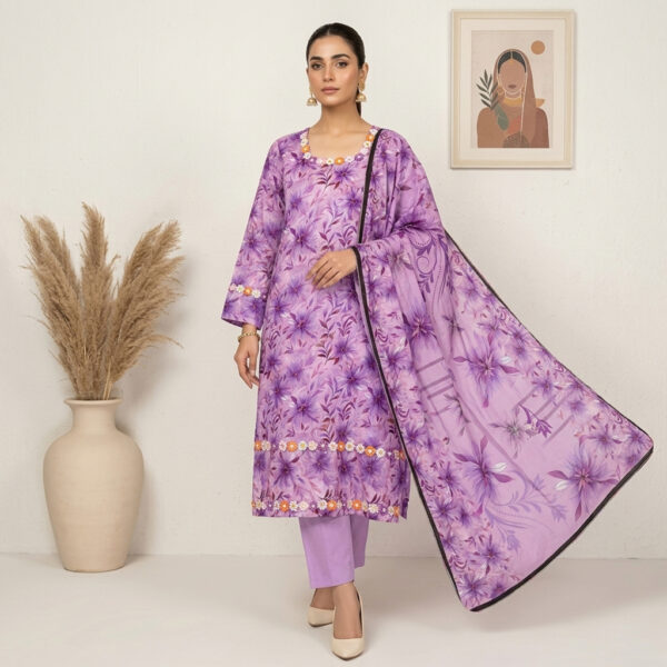 Elegant Lavender Wholesale Pakistani Lawn Suits in USA Elegant Lavender Wholesale Pakistani Lawn Suits in USA