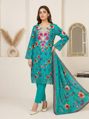 Elegant Teal 3pc Lawn Suits Wholesale Pakistani in USA Elegant Teal 3pc Lawn Suits Wholesale Pakistani in USA