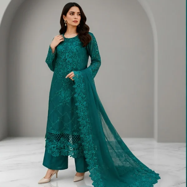 Emerald Green Chiffon wholesale women pakistani suits new york Emerald Green Chiffon wholesale women pakistani suits new york