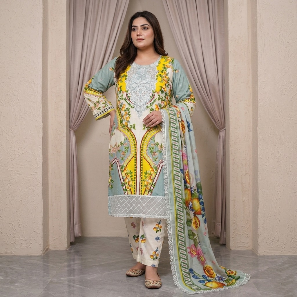 Multi color Plus Size best lawn suit supplier from pakistan