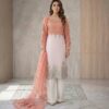 Peach & Off-White Chiffon women pakistani suits wholesale new york (2) Peach & Off-White Chiffon women pakistani suits wholesale new york