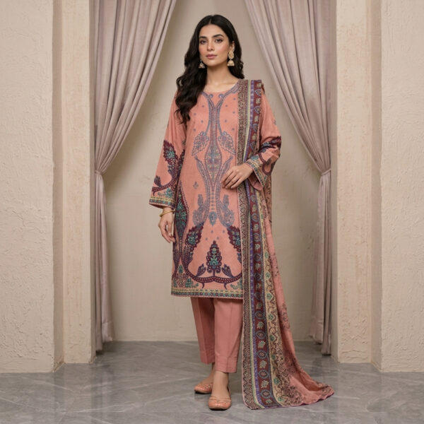 Peach-Pink Pakistani Wholesale Lawn Suit Dress USA Peach-Pink Pakistani Wholesale Lawn Suit Dress USA