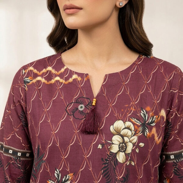 Elegant Burgundy Printed Women Pakistani Suits Wholesale New York (2) Elegant Burgundy Printed Women Pakistani Suits Wholesale New York