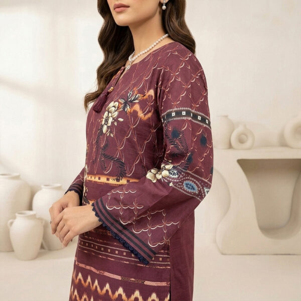 Elegant Burgundy Printed Women Pakistani Suits Wholesale New York (4) Elegant Burgundy Printed Women Pakistani Suits Wholesale New York