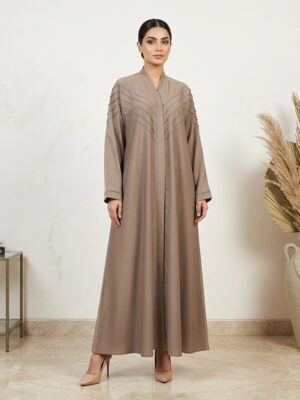Elegant V-Pleat Taupe Wholesale Abaya USA Elegant V-Pleat Taupe Wholesale Abaya USA