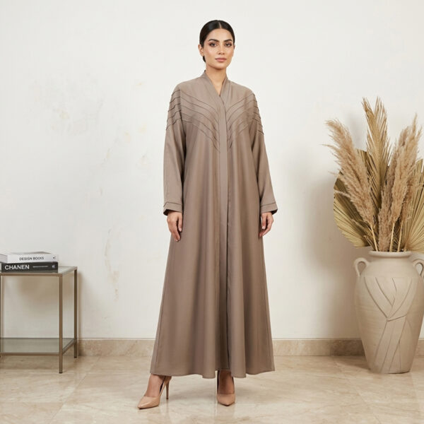 Elegant V-Pleat Taupe Wholesale Abaya USA Elegant V-Pleat Taupe Wholesale Abaya USA