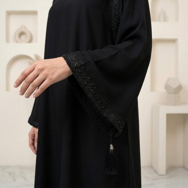 Luxury Jet Black Beaded Detailed Wholesale Abaya (3) Luxury Jet Black Beaded Detailed Wholesale Abaya USA