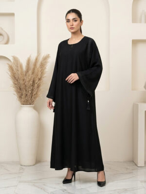 Luxury Jet Black Beaded Detailed Wholesale Abaya USA Luxury Jet Black Beaded Detailed Wholesale Abaya USA