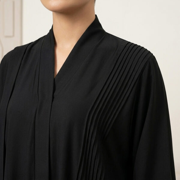 Luxury Jet Black Nida Wholesale Abaya with Pleating Details (2) Luxury Jet Black Nida Wholesale Abaya with Pleating Details canada
