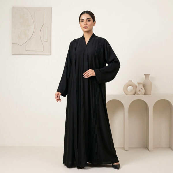 Luxury Jet Black Nida Wholesale Abaya with Pleating Details canada Luxury Jet Black Nida Wholesale Abaya with Pleating Details canada