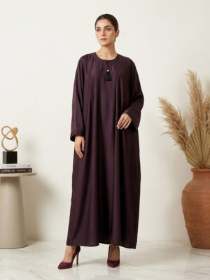 Modest Pleated Deep Plum Wholesale Abaya USA Modest Pleated Deep Plum Wholesale Abaya USA