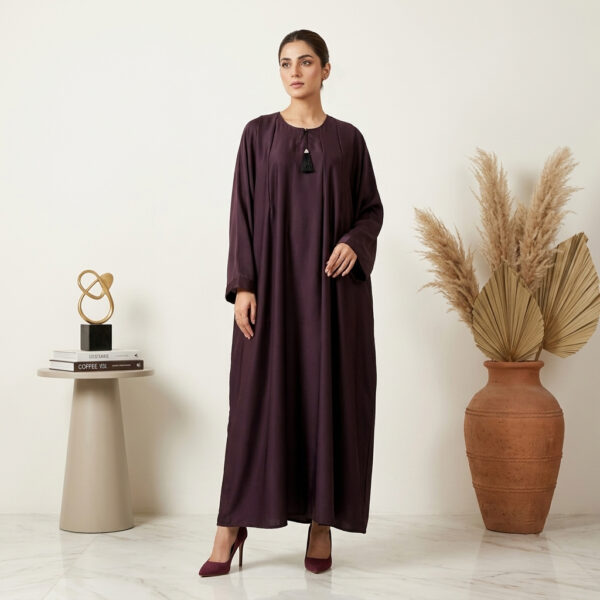 Modest Pleated Deep Plum Wholesale Abaya USA Modest Pleated Deep Plum Wholesale Abaya USA