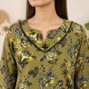 Olive Green Floral Printed Wholesale Women Pakistani Suits New York (2) Olive Green Floral Printed Wholesale Women Pakistani Suits New York
