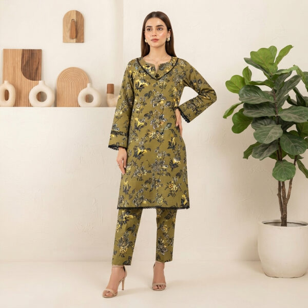 Olive Green Floral Printed Wholesale Women Pakistani Suits New York Olive Green Floral Printed Wholesale Women Pakistani Suits New York
