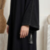 Premium Jet Black Wholesale Abaya with Beaded Detailing USA (3) Premium Jet Black Wholesale Abaya with Beaded Detailing USA