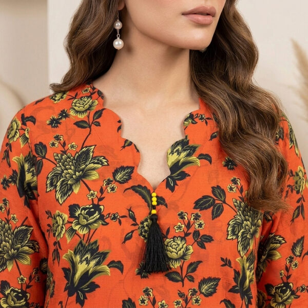 Rust-Orange Floral Printed Wholesale Women Pakistani Suits New York (2) Rust-Orange Floral Printed Wholesale Women Pakistani Suits New York