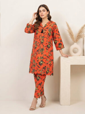 Rust-Orange Floral Printed Wholesale Women Pakistani Suits New York Rust-Orange Floral Printed Wholesale Women Pakistani Suits New York