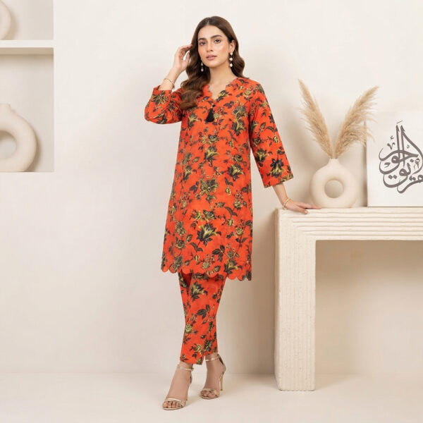 Rust-Orange Floral Printed Wholesale Women Pakistani Suits New York Rust-Orange Floral Printed Wholesale Women Pakistani Suits New York