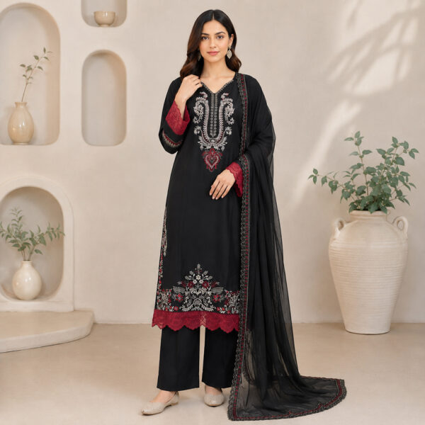 Black pakistani wholesale lawn suits (2) Black pakistani wholesale lawn suits