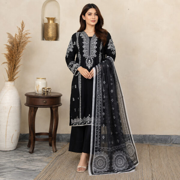 Black stitched wholesale lawn suit Black stitched wholesale lawn suit