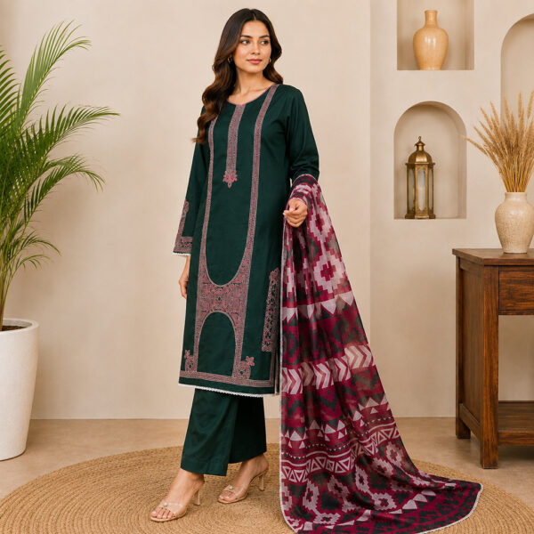 Dark Green pakistani wholesale lawn suits (2) Dark Green pakistani wholesale lawn suits