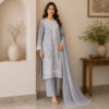 Light Grey stitched wholesale lawn suit (2) Light Grey stitched wholesale lawn suit