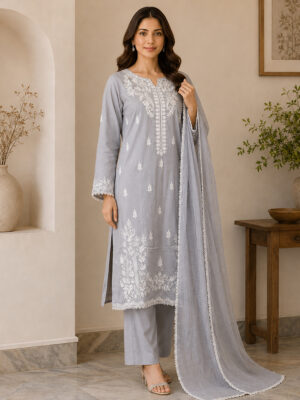 Light Grey stitched wholesale lawn suit Light Grey stitched wholesale lawn suit