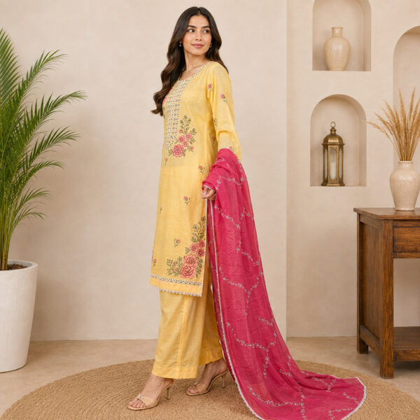 Light Yellow pakistani wholesale lawn suits (2) Light Yellow Pakistani Wholesale Lawn Suits