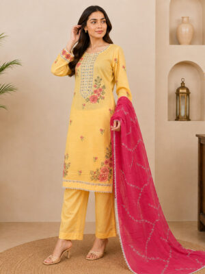 Light Yellow pakistani wholesale lawn suits