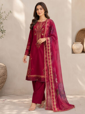 Maroon pakistani wholesale lawn suits