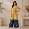 Mustard Yellow Navy Blue Contrast pakistani chikankari suit US Yellow And Navy Blue pakistani chikankari suit US