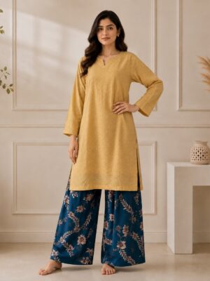 Mustard Yellow Navy Blue Contrast pakistani chikankari suit US Yellow And Navy Blue pakistani chikankari suit US