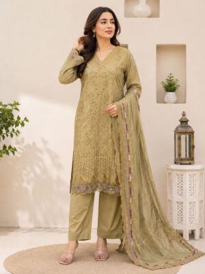 Olive Green pakistani wholesale lawn suits