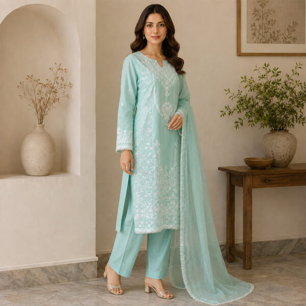 Sky Blue wholesale lawn suits US (2) Sky Blue wholesale lawn suits US