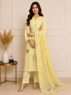 Yellow pakistani wholesale lawn suits